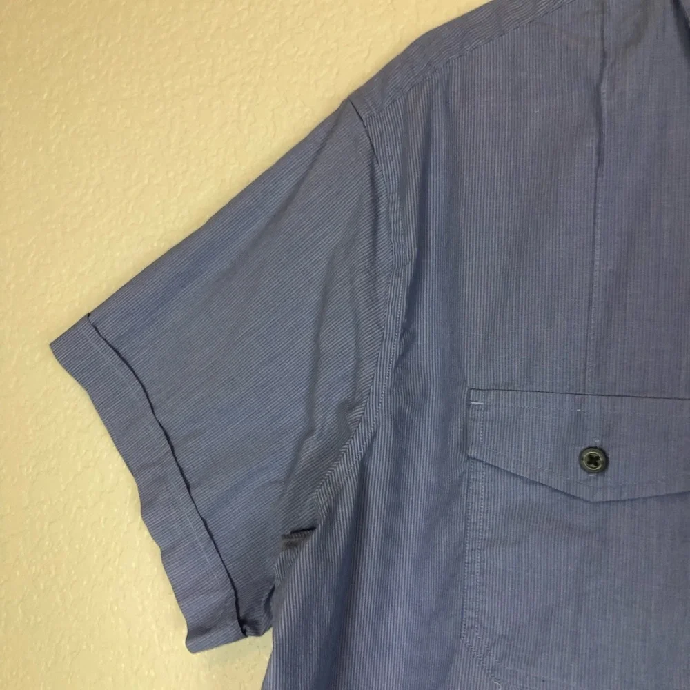 Banana Republic Men's Blue Thin Striped Short Sleeve Button Down Shirt size XL